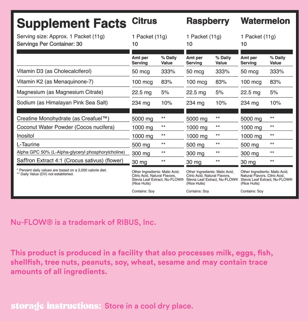Chica Fuel supplement facts label